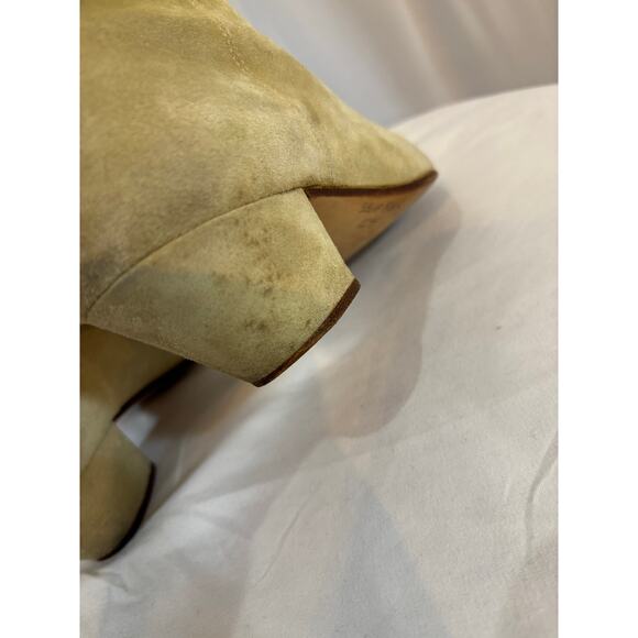 VTG Maud Frizon 70’s or 80’s Suede Boots 1.5” Heel Beige Green French Designer - Picture 8 of 16